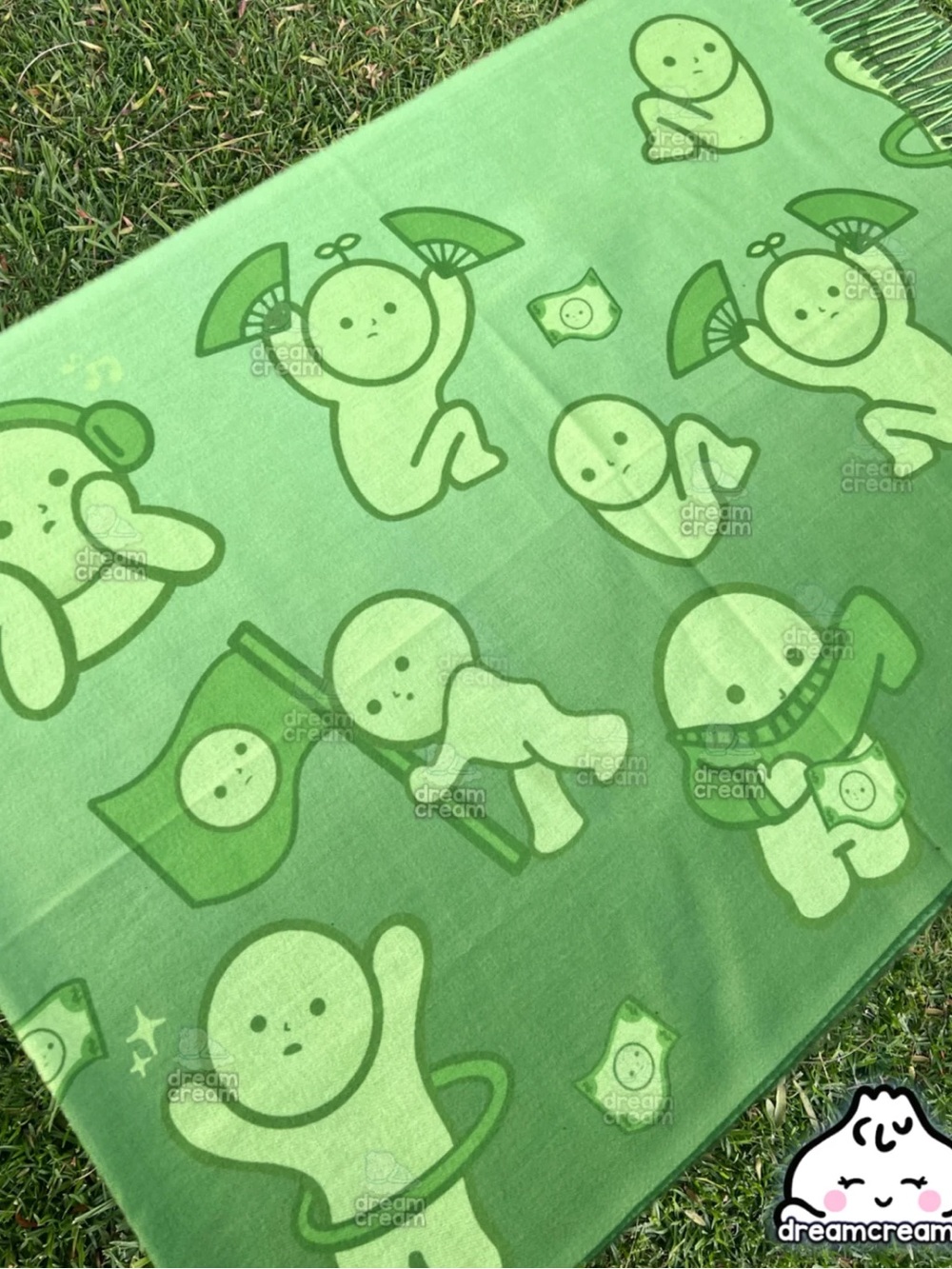 Kids' Green Swim Towel with Playful Characters